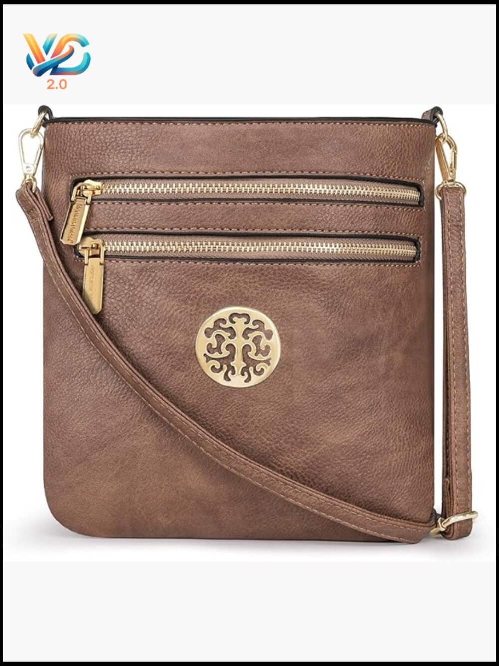 Multi Pocket Crossbody Bag Purse with Adjustable Strap Vegan Leather